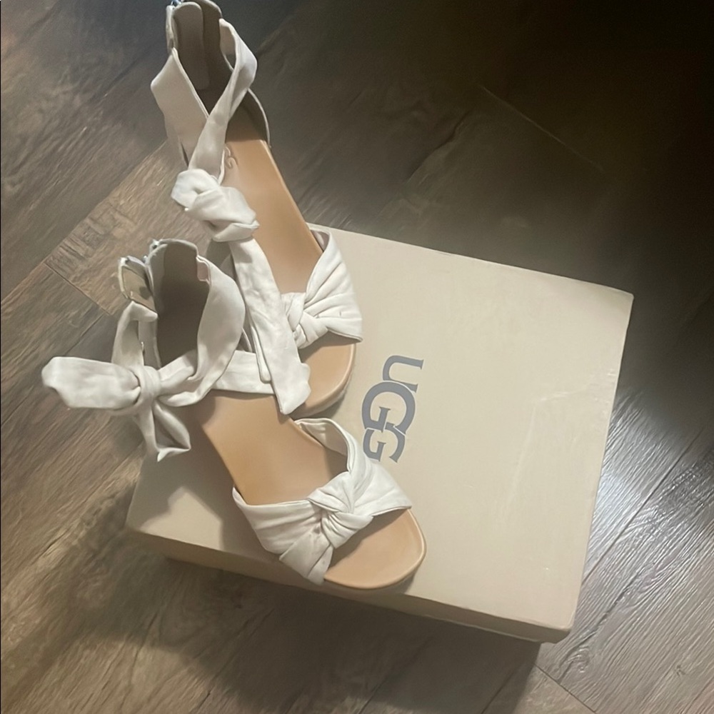 UGG White Sandals with Strappy Design